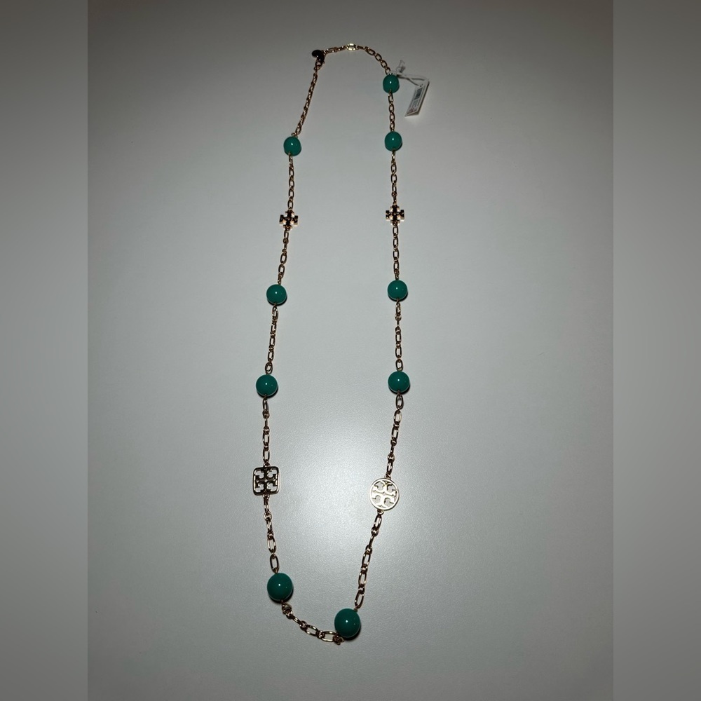 Tory burch gold and turquoise necklace. Brand new with tag and dust bag …